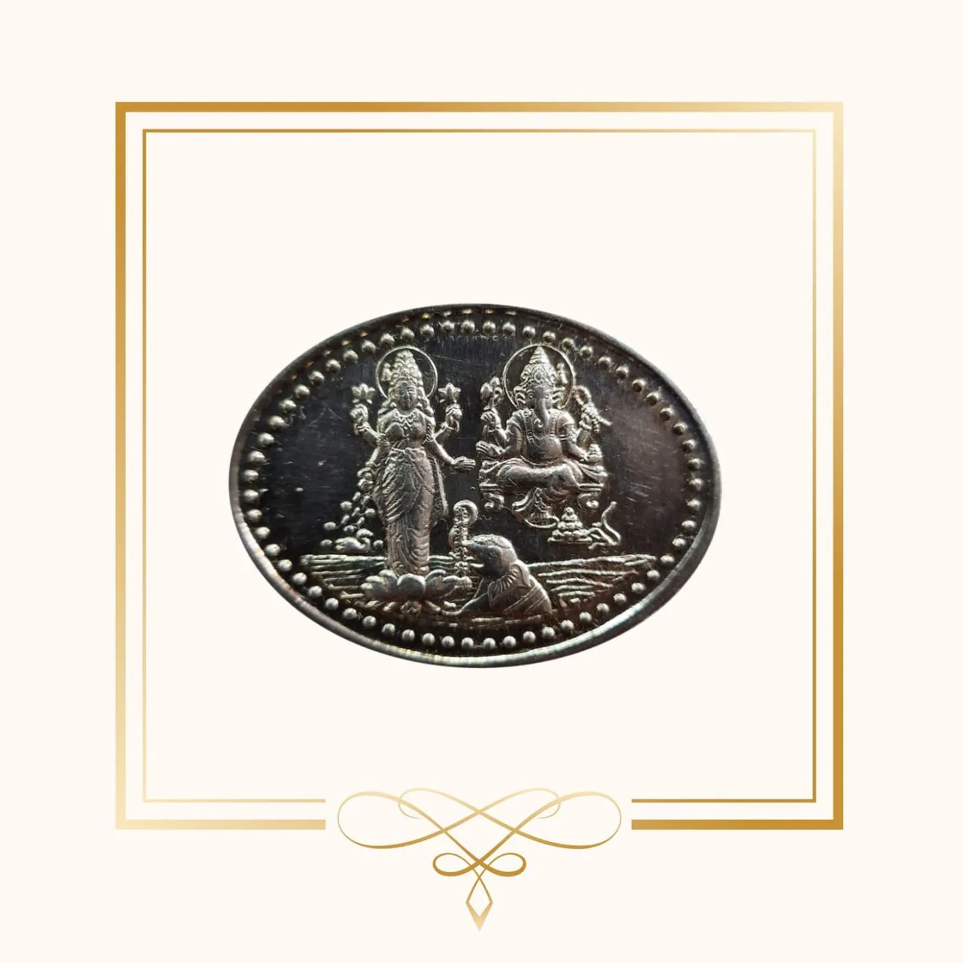 Lakshmi Ganesh Silver Coin (Oval Shape)